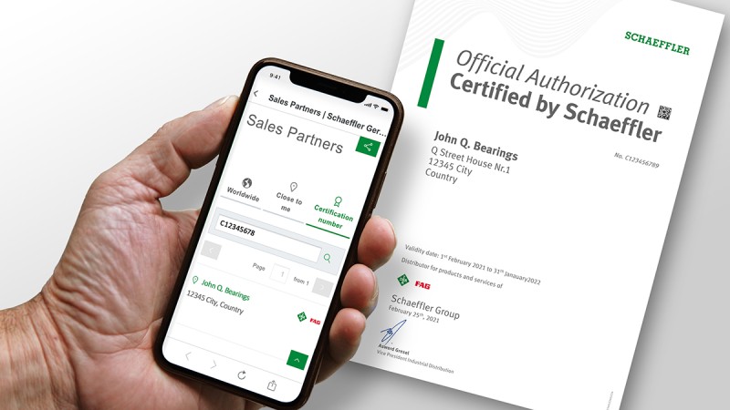 Auch Händerzertifikate lassen sich mit der OriginCheck App von Schaeffler auf ihre Echtheit prüfen.