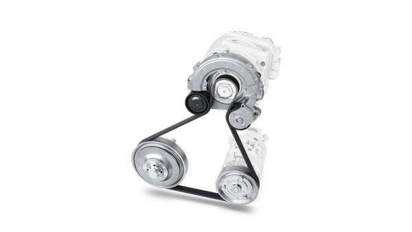 Accessory drive system for P0-hybrids with crankshaft decoupling and tensioning system